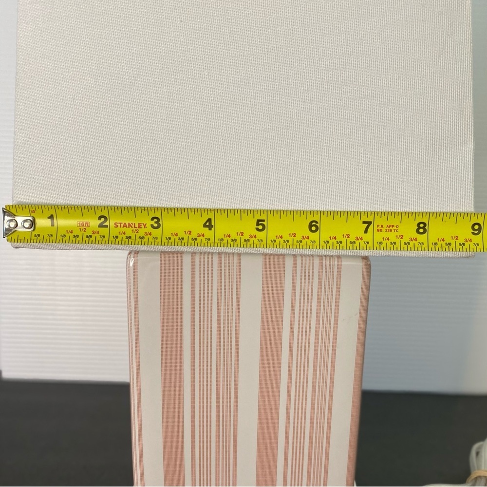Ralph Lauren Squared Table Lamp, Pink & White Vertical Woven Stripes Hom… - Picture 11 of 11